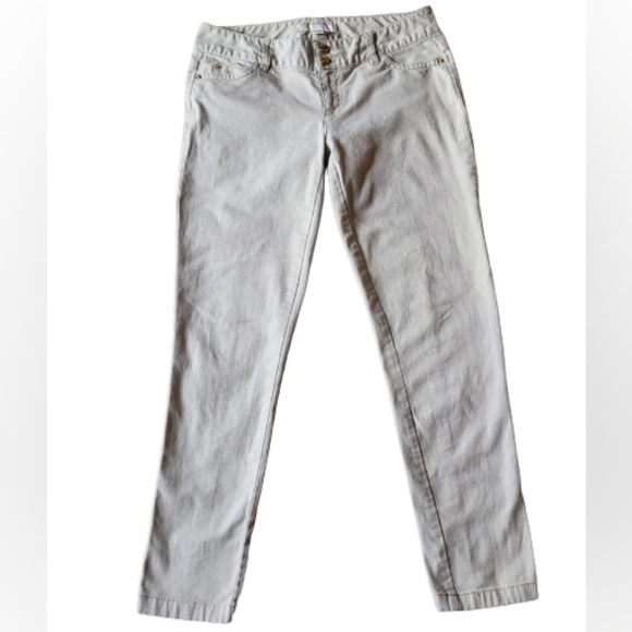 MICHAEL KORS Tan Skinny Jeans, Double Gold Tone Button, Zip Closure - Picture 2 of 11